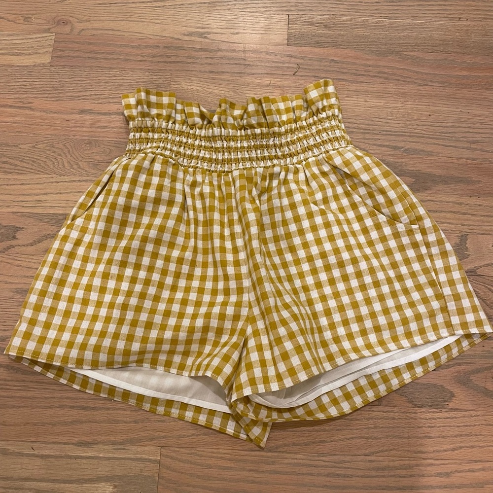 English Factory gingham paper bag shorts